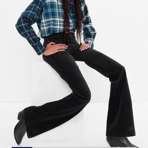 High rise 70s velvet flare jeans